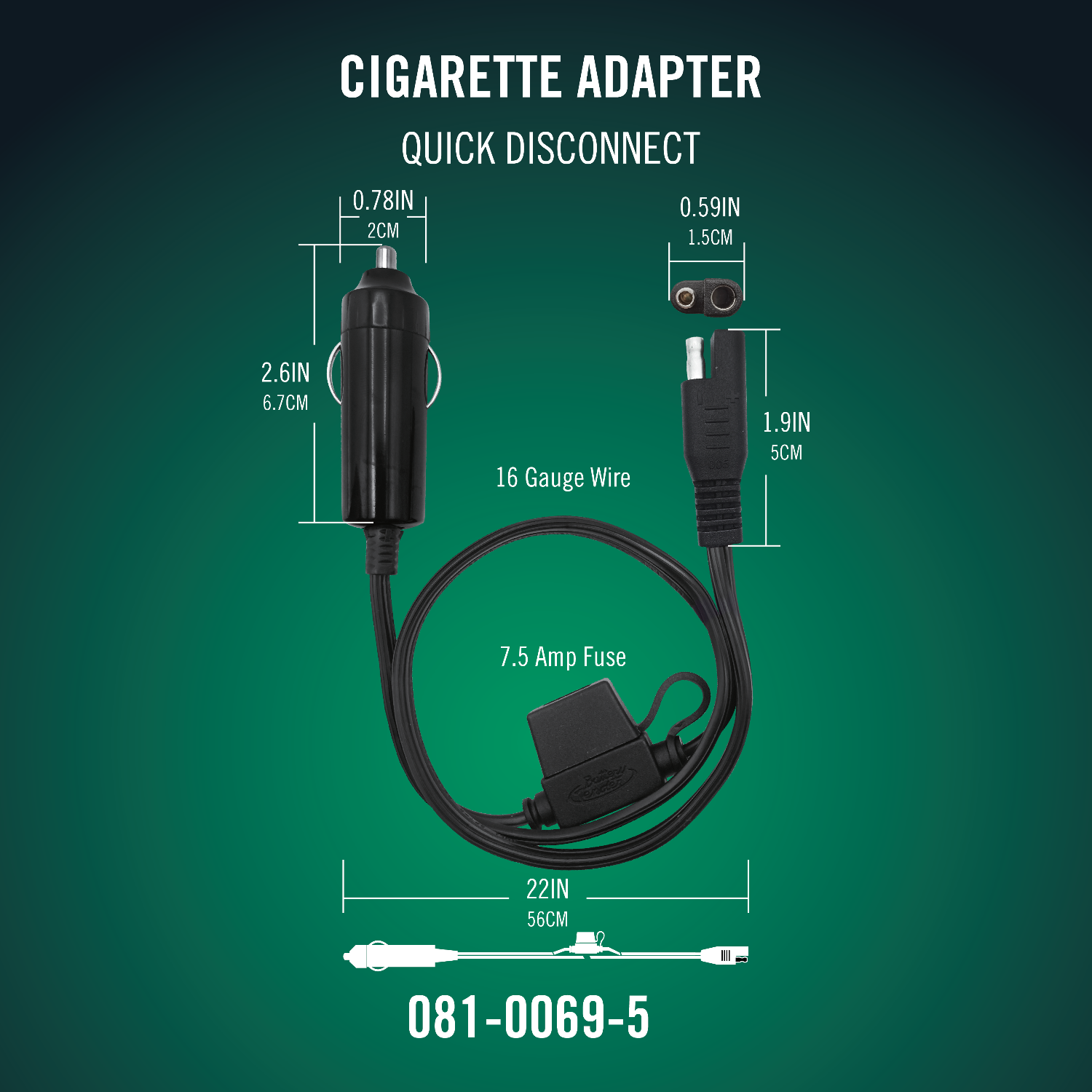 Quick Disconnect 12V Outlet Adapter Cable - Battery Tender®