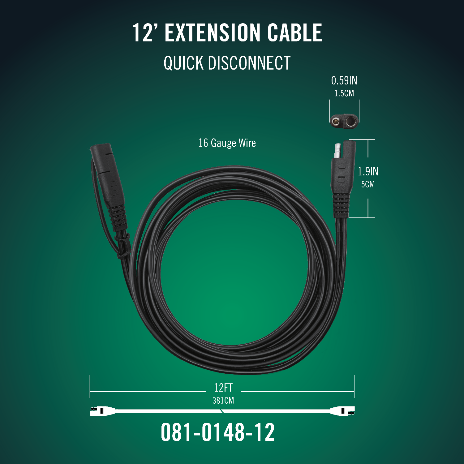 Quick Disconnect 12 Foot Extension Cable - Battery Tender®