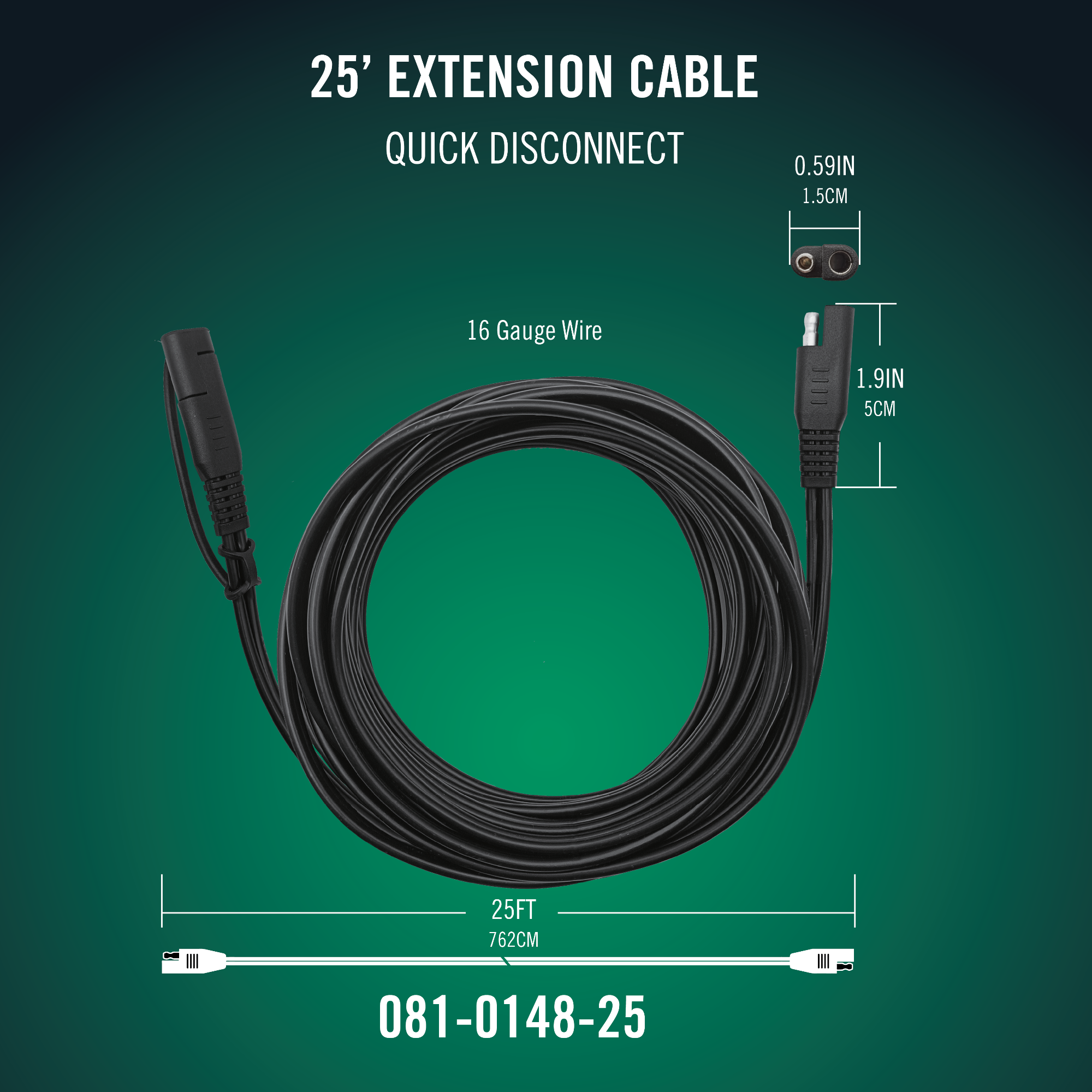 Quick Disconnect  25 Foot Extension Cable 4 Pack - Battery Tender®