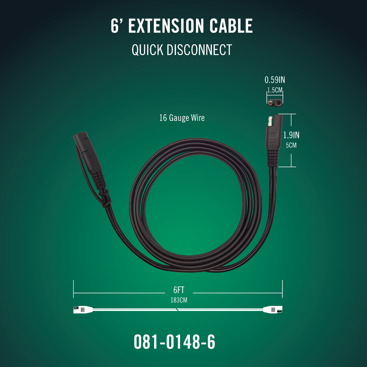 Quick Disconnect 6 Foot Extension Cable - Battery Tender®