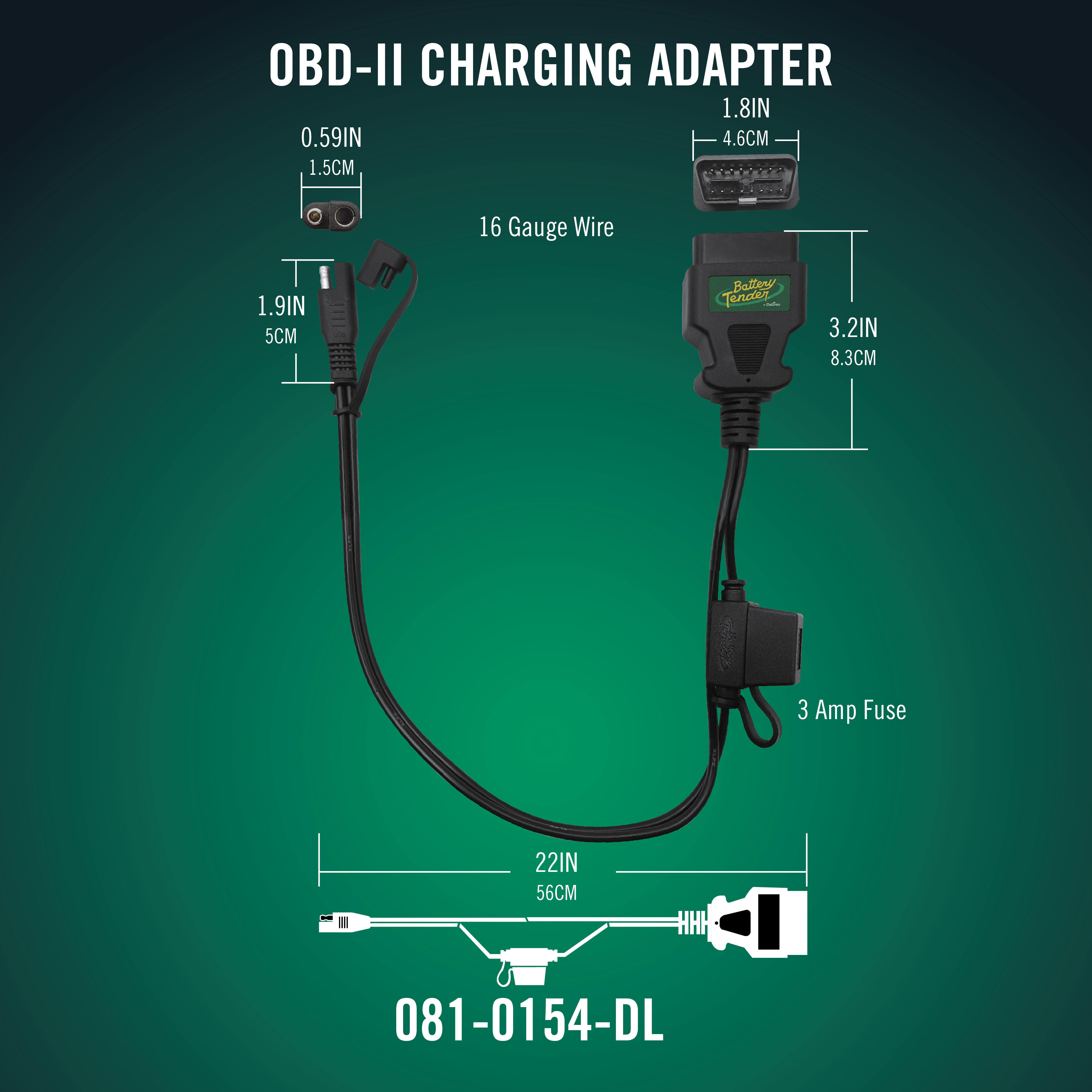 Quick Disconnect OBDII 12V Adapter Cable - Battery Tender®